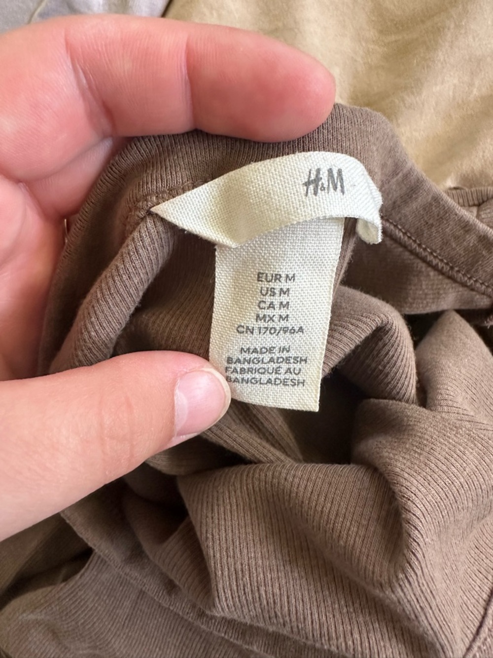 2 H&M Ribbed Long Sleeve Tops in Brown and beige layering tops - Picture 9 of 13